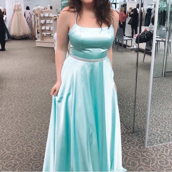Blue Silk Prom Dress - Picture 1 of 2
